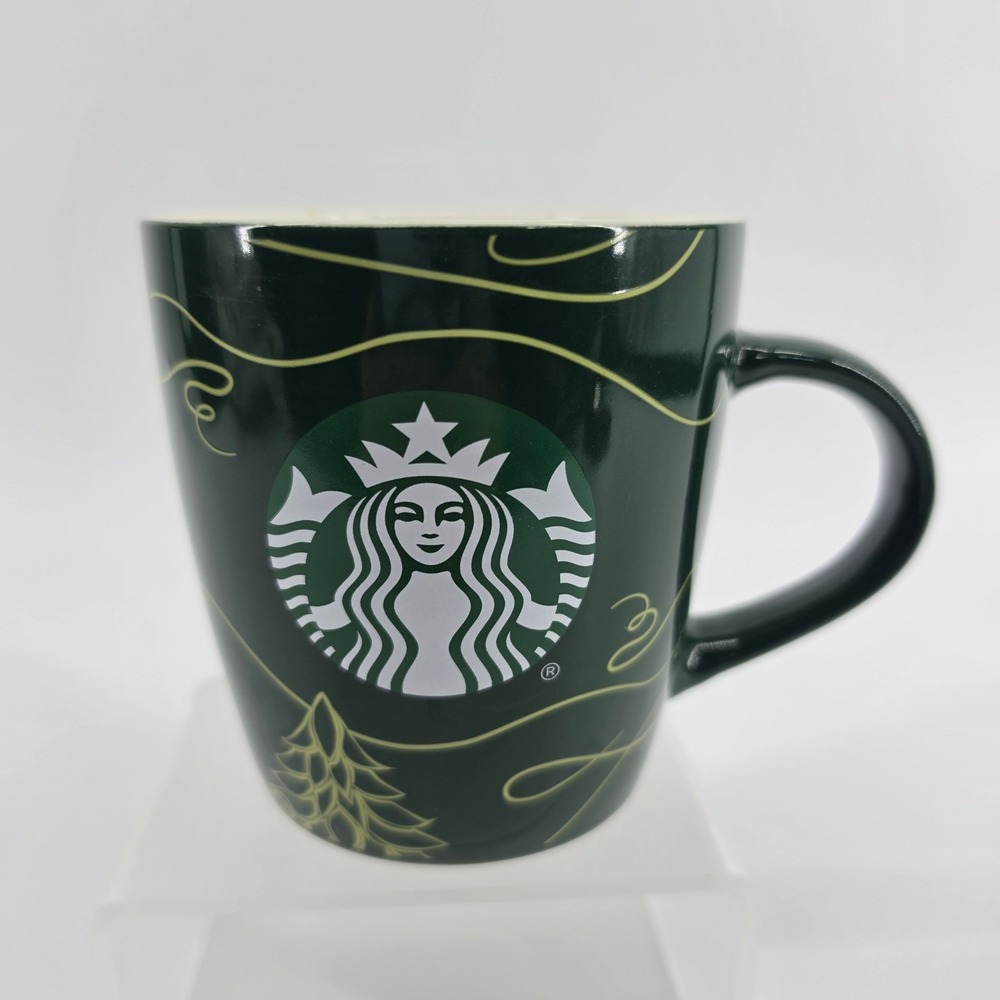 Starbucks Holiday Mug Green Gold Swirl 2020 Siren Logo Ceramic Coffee Cup 12oz